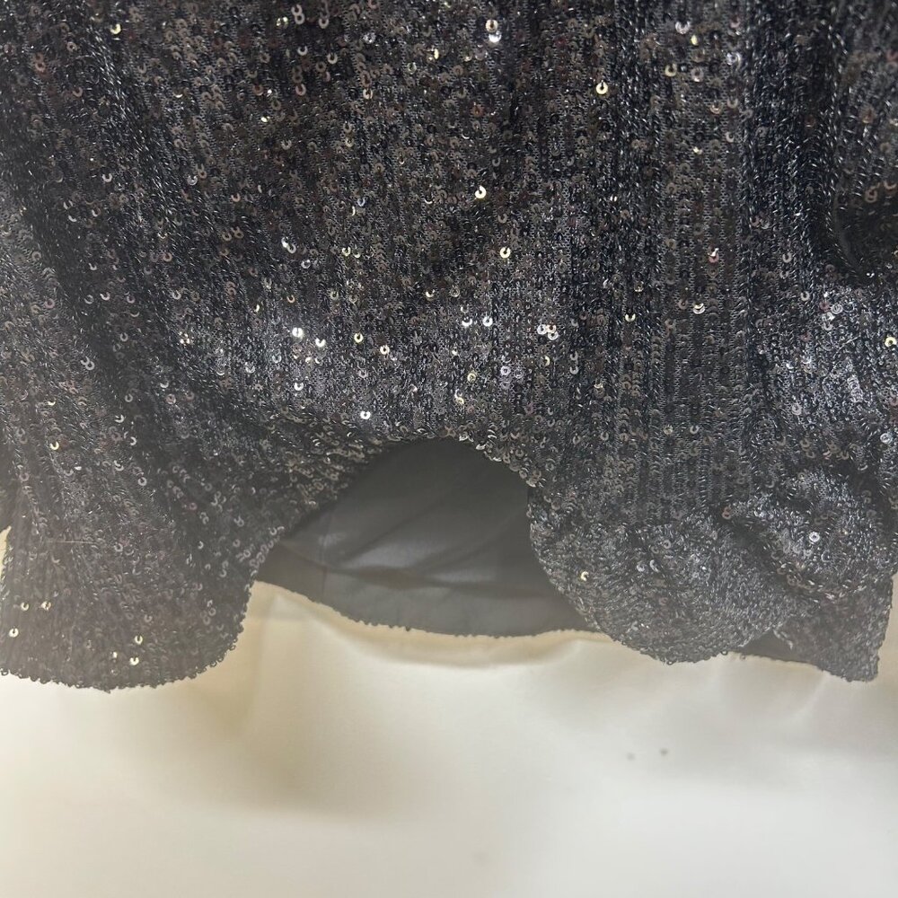 House of CB Elias black long sleeve sparkly sequined mini party dress L+ 14-16 - Picture 3 of 11